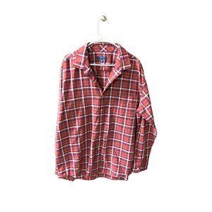 Cole Haan Mens Size XXL Grand Os Plaid Long Sleeve Shirt Button Up Top Red